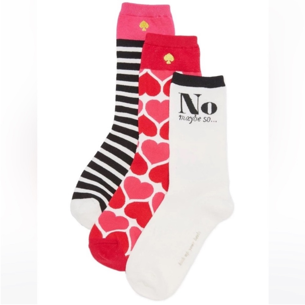 Kate Spade Valentines Day Crew Socks - 3 Pack - Picture 2 of 3